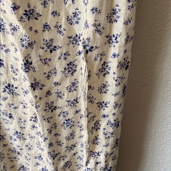 Reformation Corset Bodice Maxi Floral White and Blue 100% Linen Size 8 - Picture 4 of 8